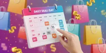 Illustration of a 2025 daily deal calendar with savings highlighted