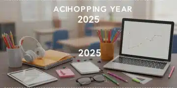Back-to-school sale 2025 graphic with electronics and supplies