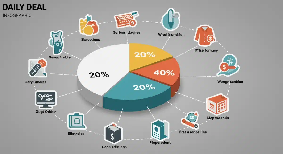 Budget breakdown infographic showing 20% savings from daily deals