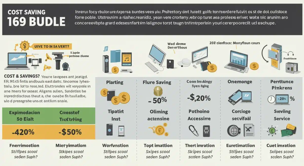 Infographic detailing cost savings and benefits of online product bundles.