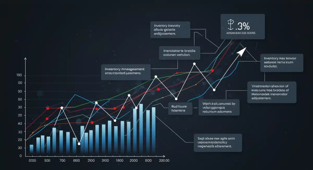 Data analytics dashboard showing trends in inventory and consumer returns, reflecting policy impacts.