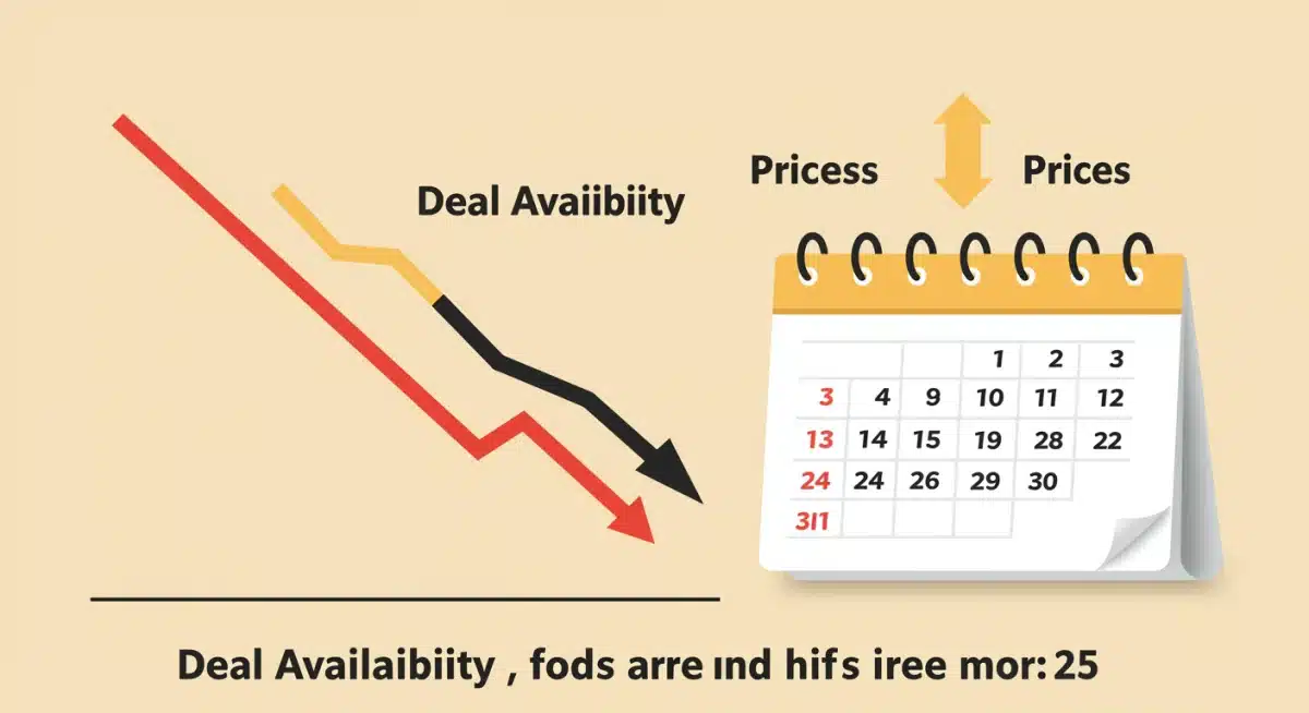 Graphic illustrating decreased deal availability and increased prices for daily deals in 2025.
