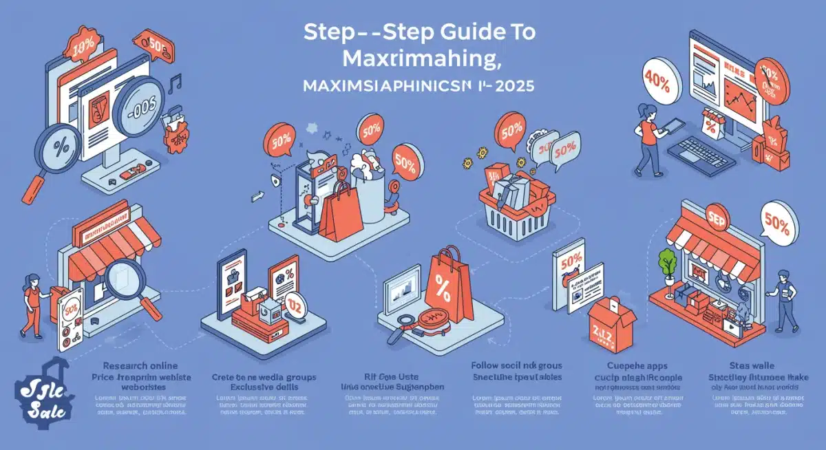Infographic showing step-by-step guide for maximizing online savings in 2025
