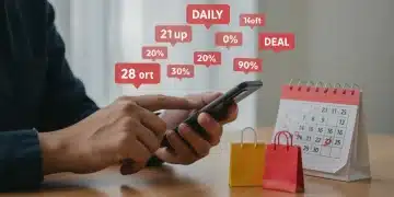 Efficient shopper receiving daily deal notifications on a smartphone