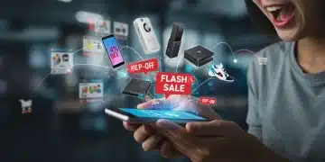 Person excited by flash sale on phone, securing high-demand items