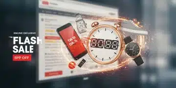 Digital clock counting down with online exclusive products representing flash sales in 2025.
