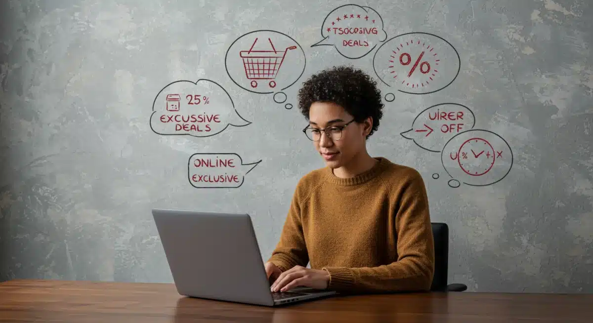 Shopper actively finding and securing online exclusive deals on a laptop before the January 31, 2025 deadline.