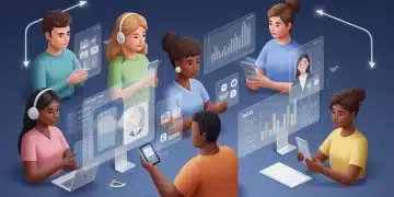 Diverse individuals interact with digital devices, illustrating the benefits and engagement of online exclusive memberships in 2025.