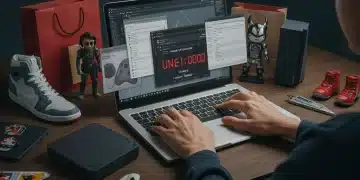 Person quickly buying online exclusive product on laptop