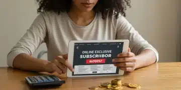 Person analyzing online exclusive subscription offer on a tablet