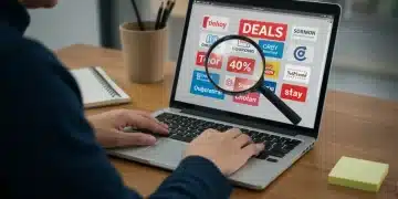 Person searching for online exclusive coupons on a laptop