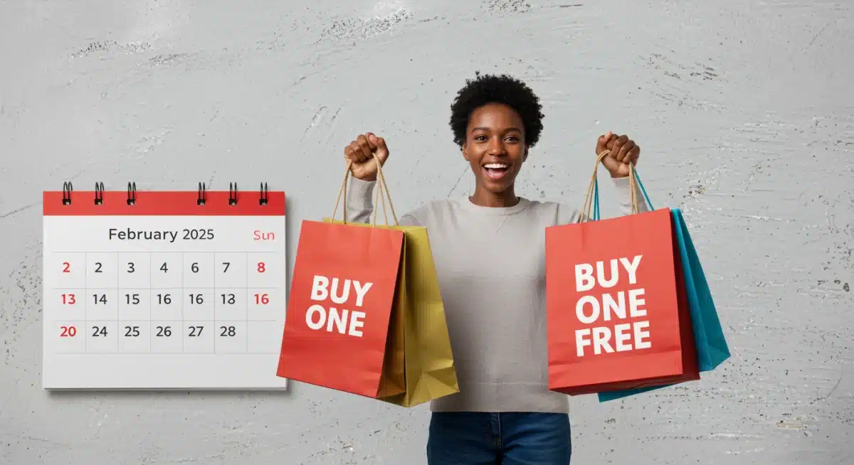 Shopper celebrating online BOGO deals before deadline