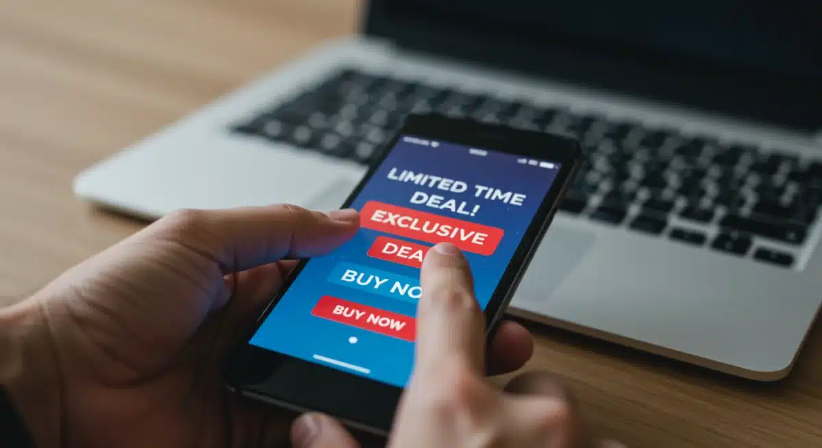 Smartphone displaying a limited-time online deal notification.