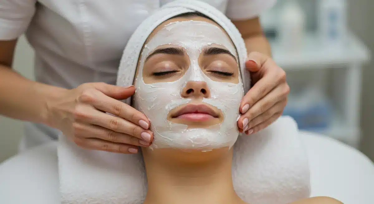 Woman enjoying a relaxing facial at a luxurious spa