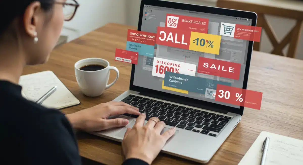 Person actively searching for online daily deals and discounts on a laptop.