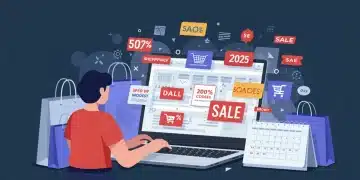 Person strategizing online exclusive shopping deals on laptop in 2025