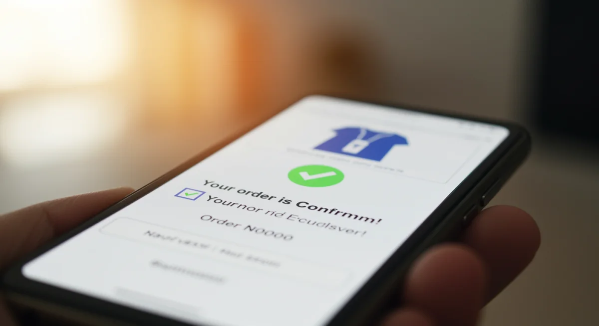 Successful online exclusive purchase confirmation on smartphone