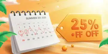Calendar with price drop predictions and 25% discount for Summer 2025