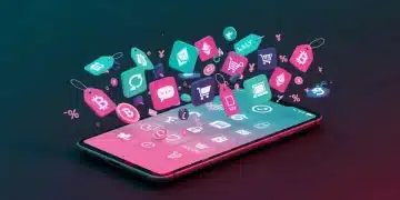 Smartphone displaying top online exclusive app icons with digital currency and discount symbols, representing deals and user experience.