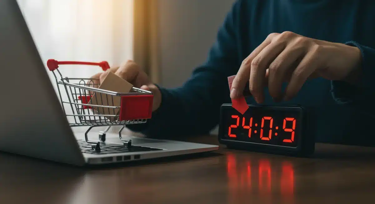 Shopper rushing to purchase limited stock daily deals online